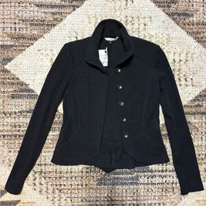 Diane Von Furstenberg NWT Black 100% Wool Button-Up Cardigan Jacket Size 6